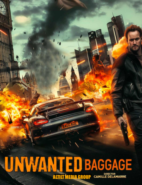 Alternative Unwanted Baggage poster with a London skyline, directed by Camille Delamarre for Altilt Media Group